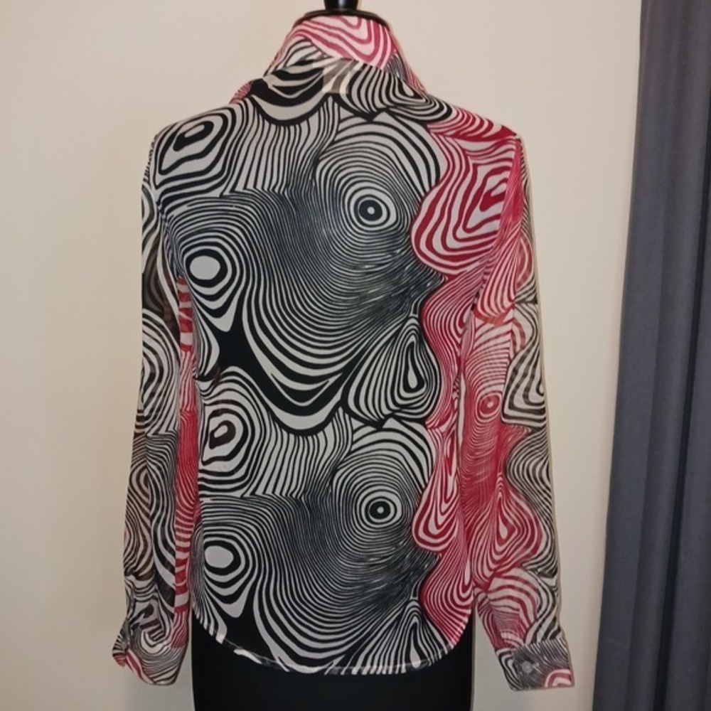 Vintage NICOLA PETITE Sheer Swirl Print Long Sleeve Blouse & Tank Top Shirt PP - Picture 5 of 11